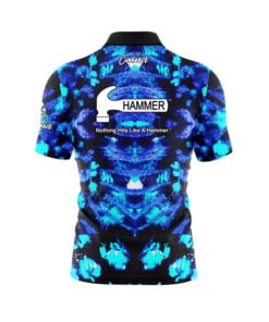 Alternative view of Hammer Blue Psychedelic Funk Quick Ship CoolWick Sash Zip Bowling Jersey