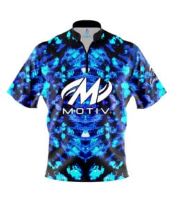 Motiv Blue Psychedelic Funk Quick Ship CoolWick Sash Zip Bowling Jersey