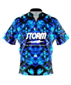Storm Blue Psychedelic Funk Quick Ship CoolWick Sash Zip Bowling Jersey