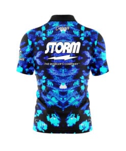 Alternative view of Storm Blue Psychedelic Funk Quick Ship CoolWick Sash Zip Bowling Jersey