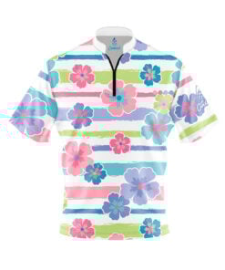 Hibiscus Stripes Fast Track CoolWick Bowling Jersey