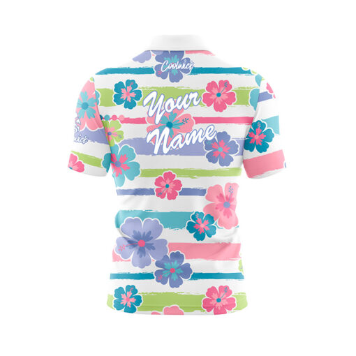 Hibiscus Stripes Fast Track CoolWick Bowling Jersey - Image 3
