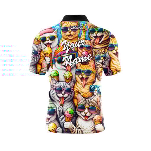 Summer Cats Fast Track CoolWick Bowling Jersey - Image 3