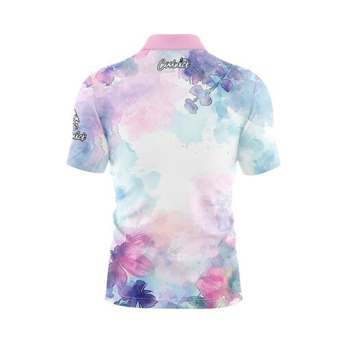 Watercolor Pastel Leaves Fast Track CoolWick Bowling Jersey - Image 2