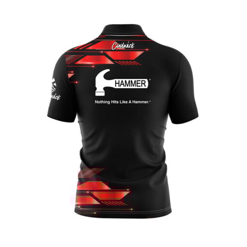 Hammer Red Luxury Strikes Quick Ship CoolWick Sash Zip Bowling Jersey - Image 2
