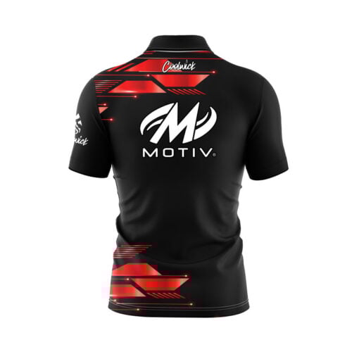 Motiv Red Luxury Strikes Quick Ship CoolWick Sash Zip Bowling Jersey - Image 2