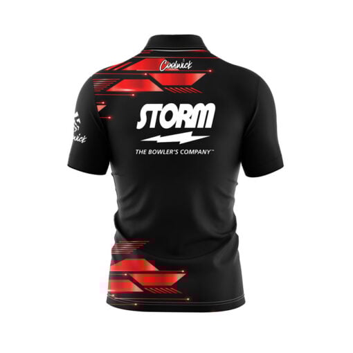 Storm Red Luxury Strikes Quick Ship CoolWick Sash Zip Bowling Jersey - Image 2