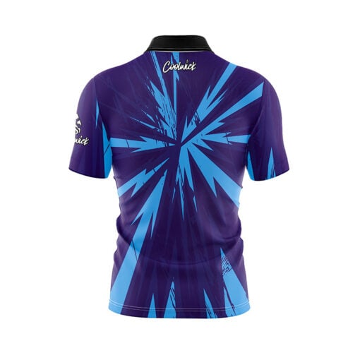 Blue Purple Splat Fast Track CoolWick Bowling Jersey - Image 2