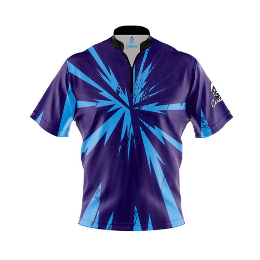 Blue Purple Splat Fast Track CoolWick Bowling Jersey