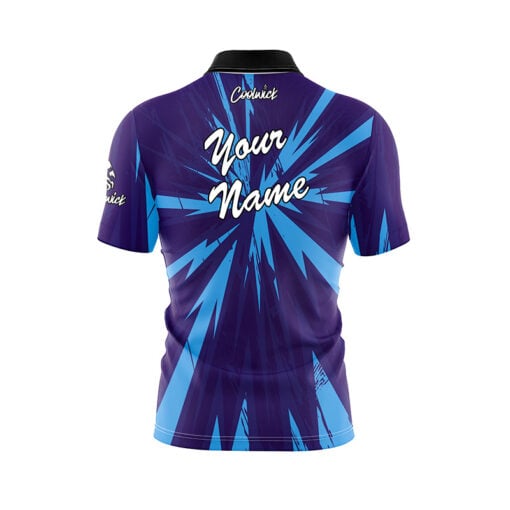 Blue Purple Splat Fast Track CoolWick Bowling Jersey - Image 3