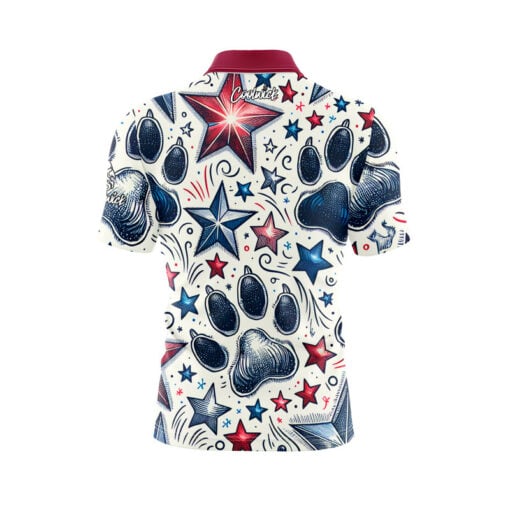 Red White Blue Paw Prints Fast Track CoolWick Bowling Jersey - Image 2