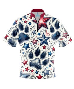 Red White Blue Paw Prints Fast Track CoolWick Bowling Jersey