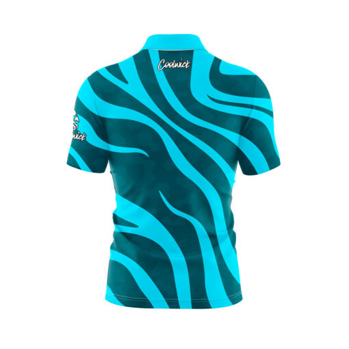 Teal Swirls Fast Track CoolWick Bowling Jersey - Image 2