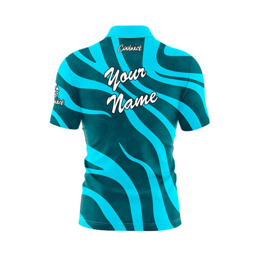 Teal Swirls Fast Track CoolWick Bowling Jersey - Image 3