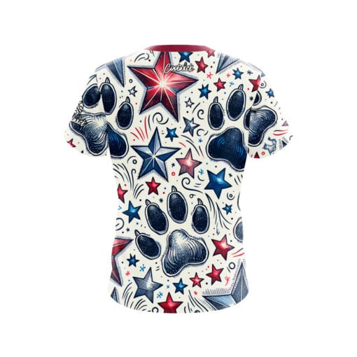 Red White Blue Paw Prints CoolWick Bowling Jersey - Image 2