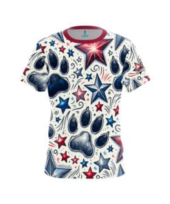 Red White Blue Paw Prints CoolWick Bowling Jersey