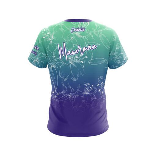 Jennifer Mauerman Flower Love Purple Teal CoolWick Bowling Jersey - Image 2