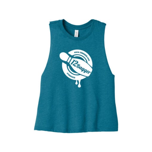 12Bagger Women's Cropped Racerback Bowling Tank Top - Image 4