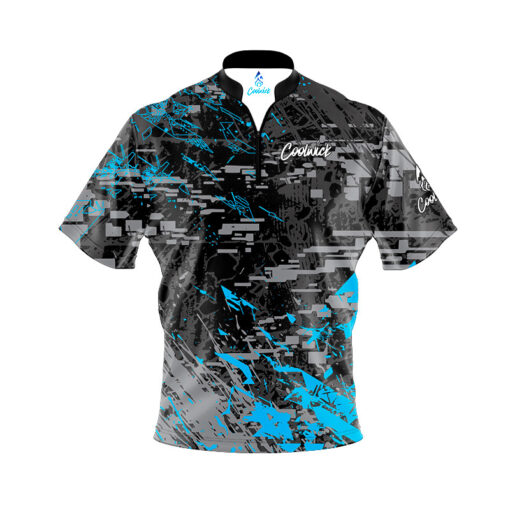 CoolWick Elite Glitching Black Blue Sash Zip Jersey