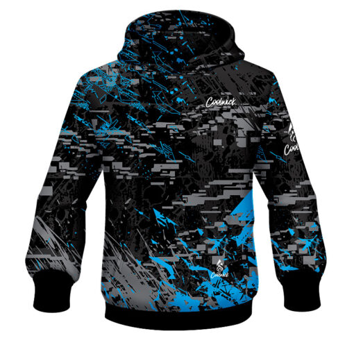 CoolWick Elite Glitching Black Blue Hoodie
