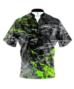 CoolWick Elite Glitching Black Green Sash Zip Jersey