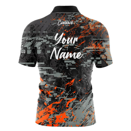 CoolWick Elite Glitching Black Orange Sash Zip Jersey - Image 2
