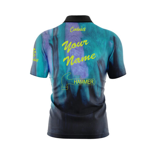 Hammer Raw Black Purple Teal Fast Track CoolWick Bowling Jersey - Image 3