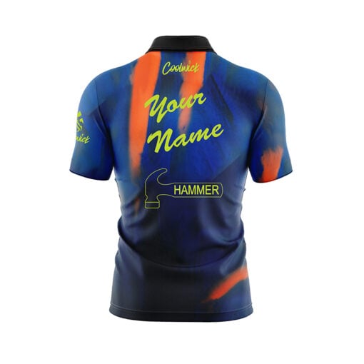 Hammer Raw Blue Black Orange Fast Track CoolWick Bowling Jersey - Image 3