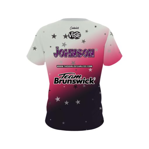Stefanie Johnson Brunswick x 12Bagger Gray Pink Plum Ombre CoolWick Bowling Jersey - Image 2