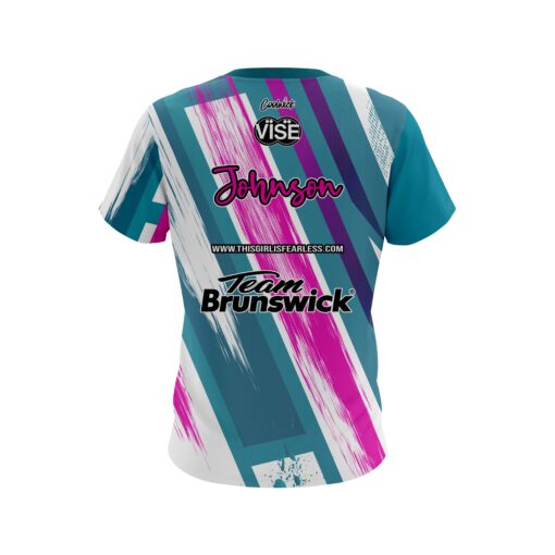 Stefanie Johnson Brunswick Pink Teal Paint CoolWick Bowling Jersey - Image 2