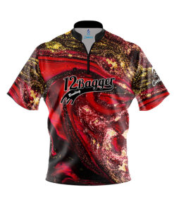 Red Liquid Marble Fast Track CoolWick Bowling Jersey - 12Bagger