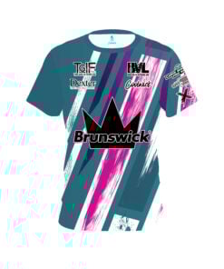 Stefanie Johnson Brunswick Pink Teal Paint CoolWick Bowling Jersey
