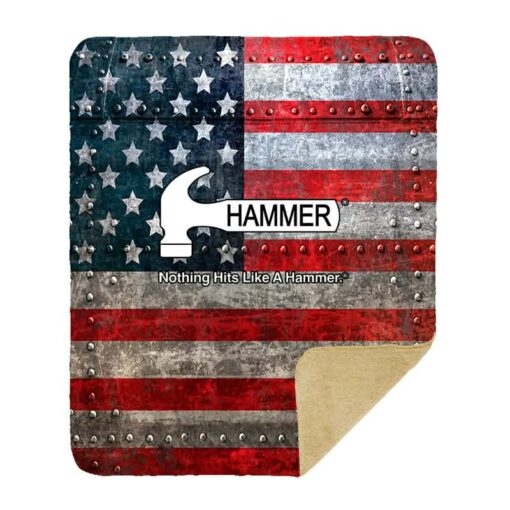 Hammer Iron Flag Sherpa Lined Throw Blanket - Image 2