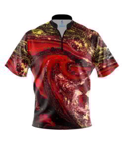 Red Liquid Marble Fast Track CoolWick Bowling Jersey