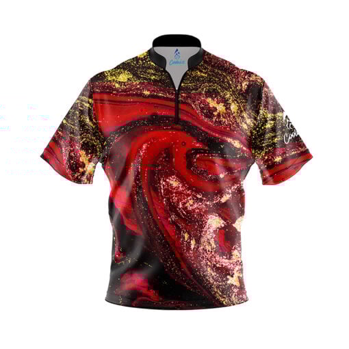 Red Liquid Marble Fast Track CoolWick Bowling Jersey