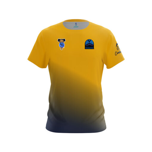 Gazmine "GG" Mason Mustard Yellow Navy Blue CoolWick Bowling Jersey