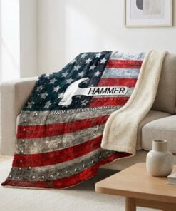 Hammer Iron Flag Sherpa Lined Throw Blanket