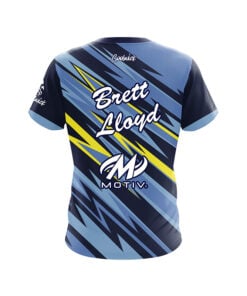 Alternative view of Motiv Brett Lloyd Blue Yellow Zig Zag CoolWick Bowling Jersey