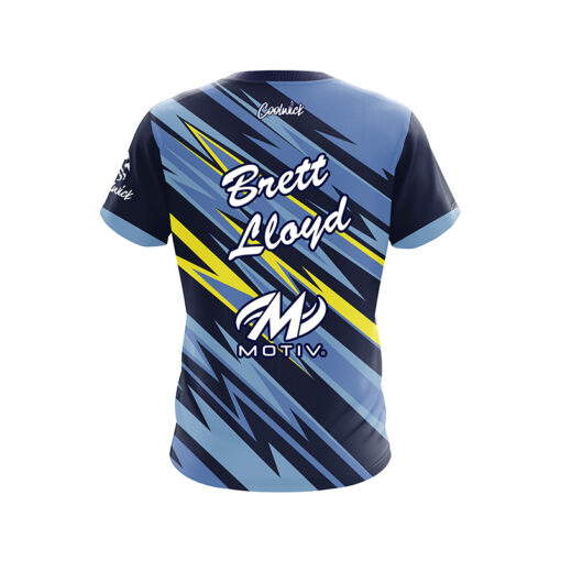 Motiv Brett Lloyd Blue Yellow Zig Zag CoolWick Bowling Jersey - Image 2