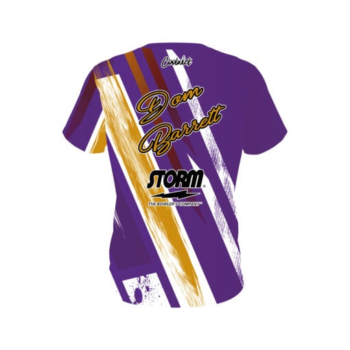 Storm Dom Barrett Purple Yellow Paint CoolWick Bowling Jersey - Image 2