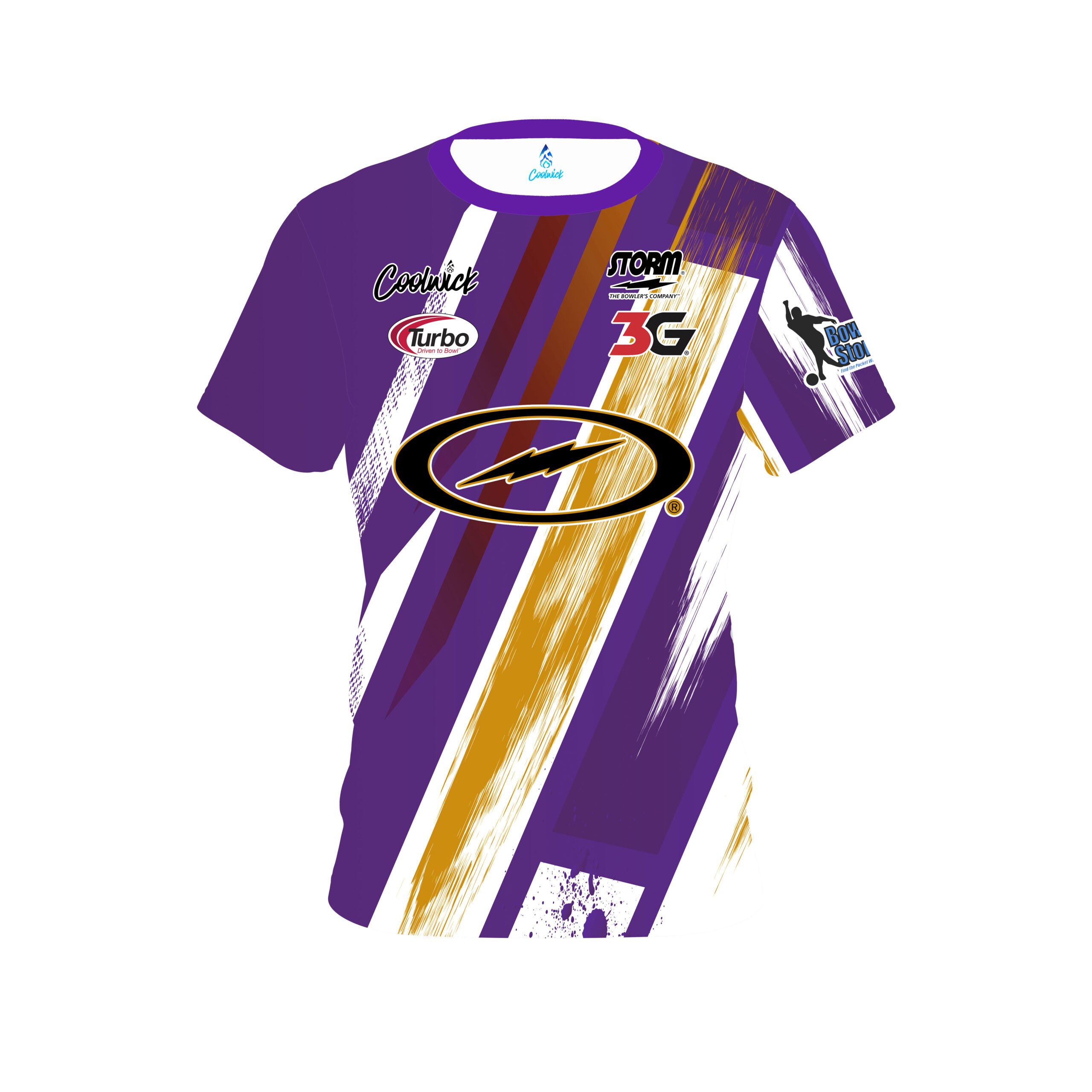 Storm Dom Barrett Purple Yellow Paint CoolWick Bowling Jersey