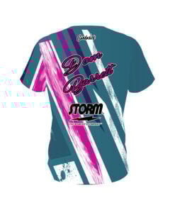 Alternative view of Storm Dom Barrett Teal Pink Paint CoolWick Bowling Jersey