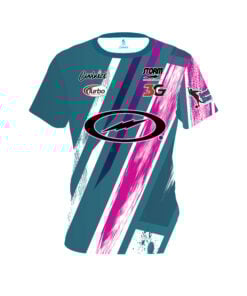 Storm Dom Barrett Teal Pink Paint CoolWick Bowling Jersey