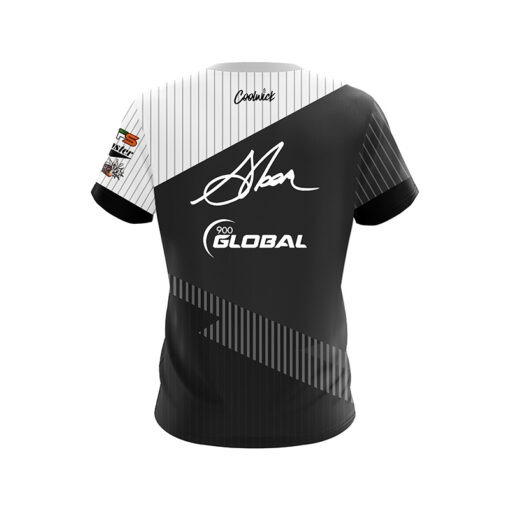 900 Global Chris Sloan Black White Velocity CoolWick Bowling Jersey - Image 2