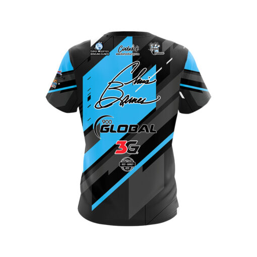 900 Global Chris Barnes Black Teal Mid Lane CoolWick Bowling Jersey - Image 2