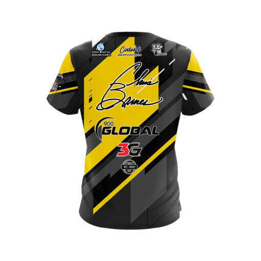 900 Global Chris Barnes Black Yellow Mid Lane CoolWick Bowling Jersey - Image 2