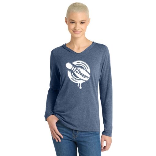 12Bagger Women's Tri Blend Bowling Tee Hoodie - Image 2