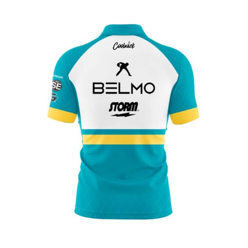 Storm Belmo Tour Teal Yellow Fast Track CoolWick Bowling Jersey - Image 2