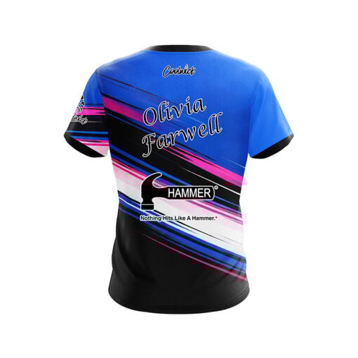 Hammer Olivia Farwell Blue Pink Sport CoolWick Bowling Jersey - Image 2