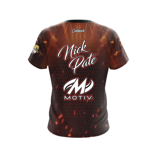 Motiv Nick Pate Burnt Red Honeycomb Sparks CoolWick Bowling Jersey - Image 2